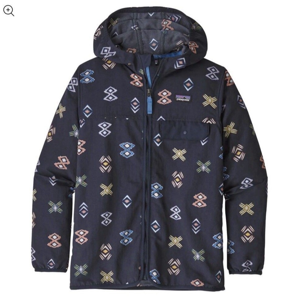 Patagonia Kids XL Baggies Jacket Space Spirits New Navy Hooded Windbreaker 64232